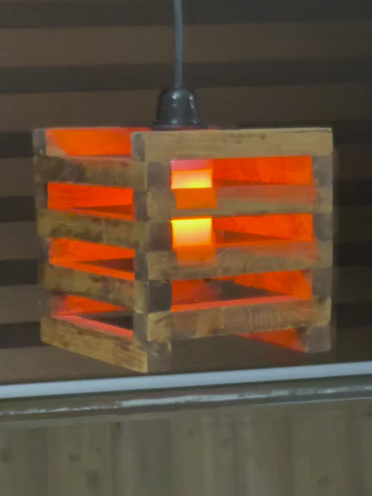 Wooden Square Pendant Lamp